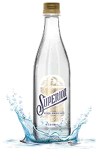 a bottle of liquid with a splash of water